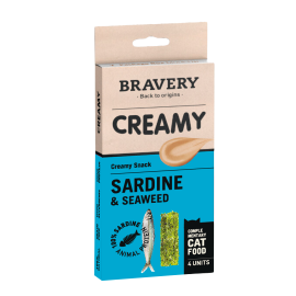 12 x Bravery Creamy przysmak dla kota Sardine & Seaweed 4 x 14 g (sardynka i algi)