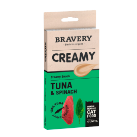 12 x Bravery Creamy przysmak dla kota Tuna & Spinach 4 x 14 g (tuńczyk i szpinak)