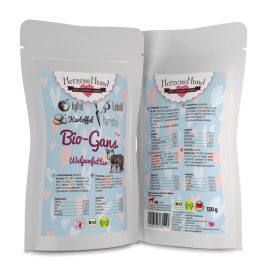 Karma dla szczeniąt HERZENS HUND Bio-Gans Puppy 130 g (70% ekologicznej gęsiny z jabłkiem) - data ważności 1/2026r.